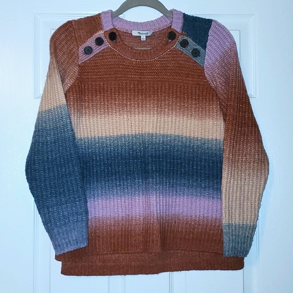 Madewell Space-Dyed Button-Shoulder Pullover Sweater Size Small